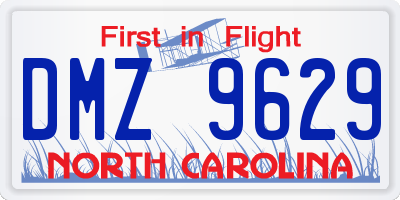 NC license plate DMZ9629