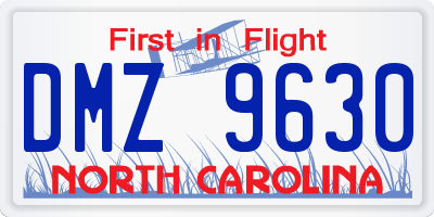 NC license plate DMZ9630