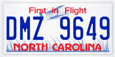 NC license plate DMZ9649