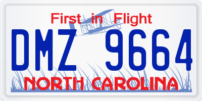 NC license plate DMZ9664
