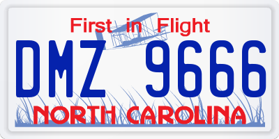 NC license plate DMZ9666