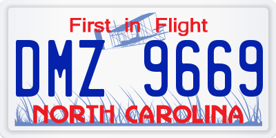 NC license plate DMZ9669