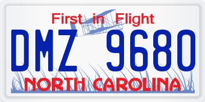 NC license plate DMZ9680