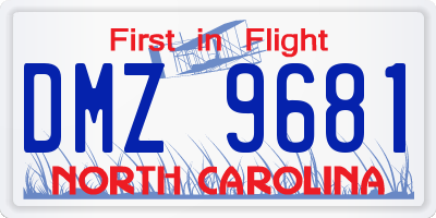 NC license plate DMZ9681