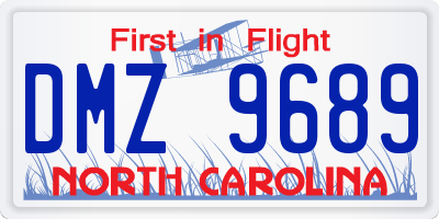 NC license plate DMZ9689