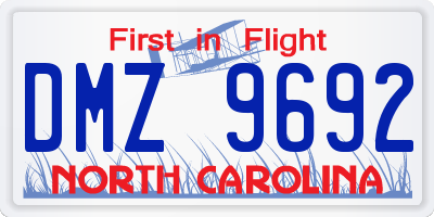 NC license plate DMZ9692