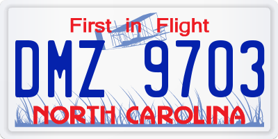 NC license plate DMZ9703