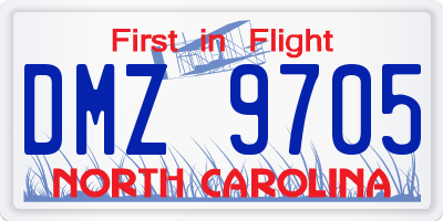 NC license plate DMZ9705