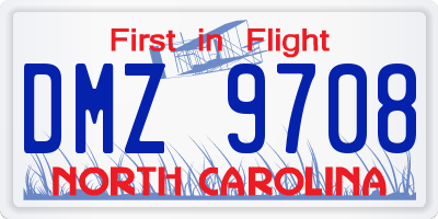 NC license plate DMZ9708