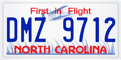 NC license plate DMZ9712