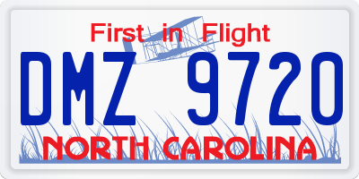 NC license plate DMZ9720
