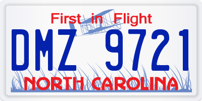 NC license plate DMZ9721