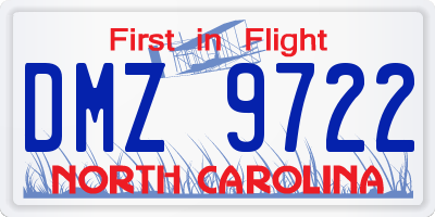NC license plate DMZ9722