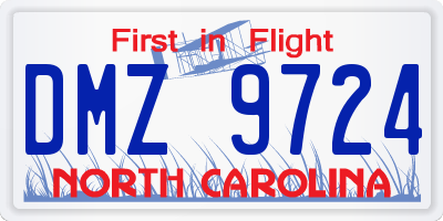 NC license plate DMZ9724