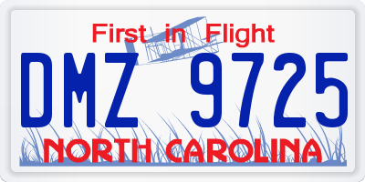 NC license plate DMZ9725
