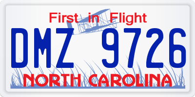 NC license plate DMZ9726