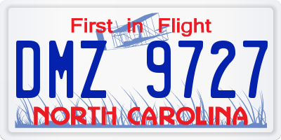 NC license plate DMZ9727