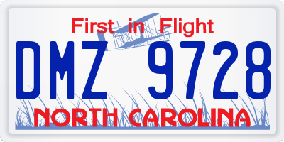 NC license plate DMZ9728