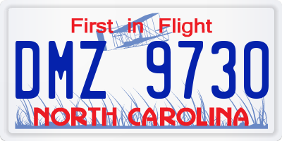 NC license plate DMZ9730