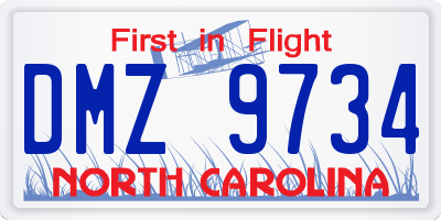 NC license plate DMZ9734