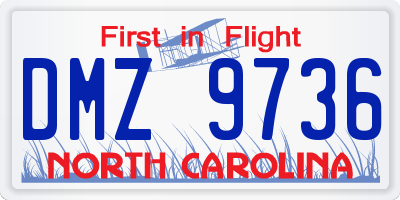 NC license plate DMZ9736