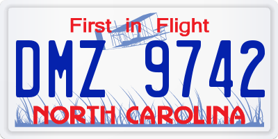 NC license plate DMZ9742