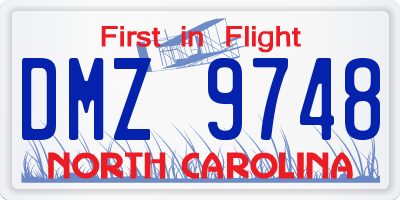 NC license plate DMZ9748