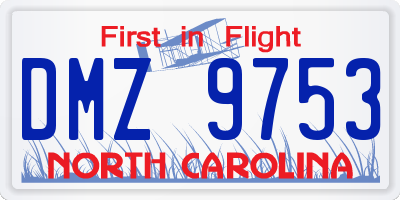 NC license plate DMZ9753
