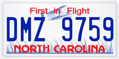 NC license plate DMZ9759