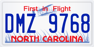 NC license plate DMZ9768