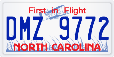 NC license plate DMZ9772