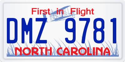 NC license plate DMZ9781