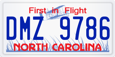 NC license plate DMZ9786
