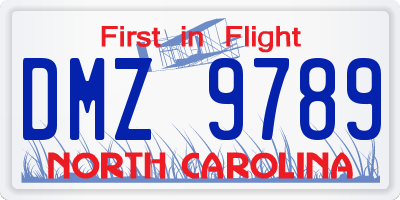 NC license plate DMZ9789