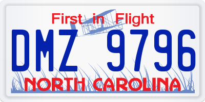 NC license plate DMZ9796