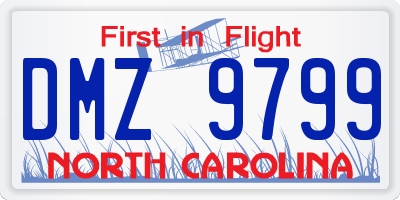 NC license plate DMZ9799