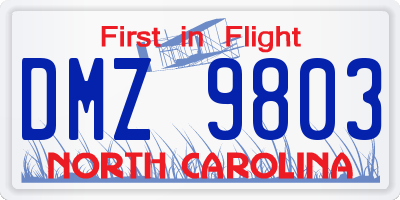 NC license plate DMZ9803