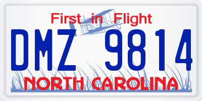NC license plate DMZ9814
