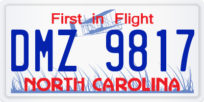 NC license plate DMZ9817