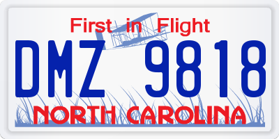 NC license plate DMZ9818