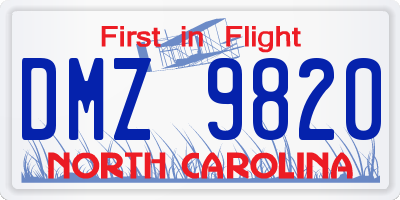 NC license plate DMZ9820