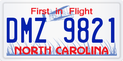 NC license plate DMZ9821