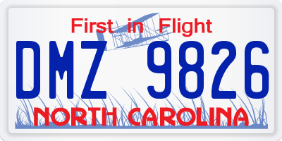 NC license plate DMZ9826