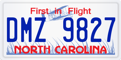 NC license plate DMZ9827