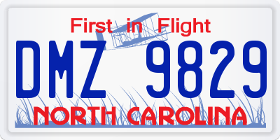 NC license plate DMZ9829