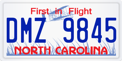 NC license plate DMZ9845