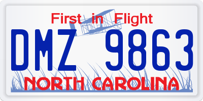 NC license plate DMZ9863
