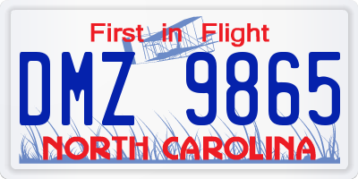 NC license plate DMZ9865