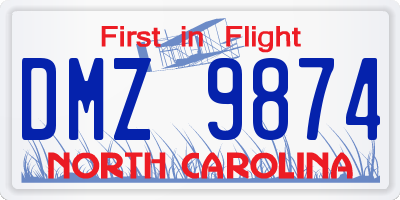 NC license plate DMZ9874