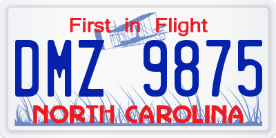 NC license plate DMZ9875